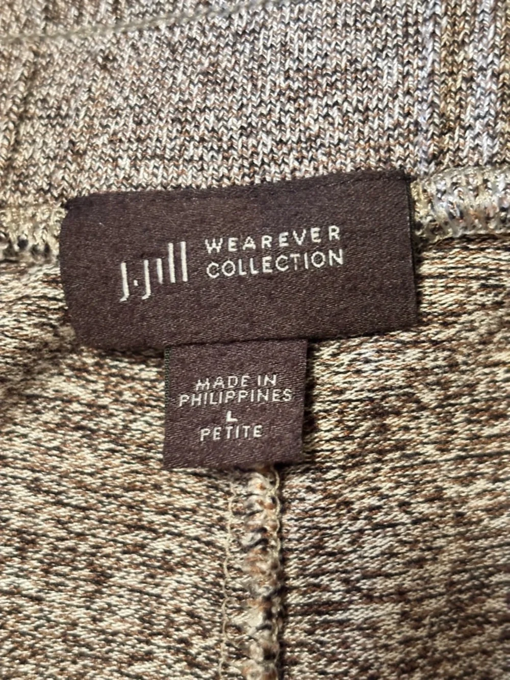 J Jill Wearever pants size large petite brown and cream heathered